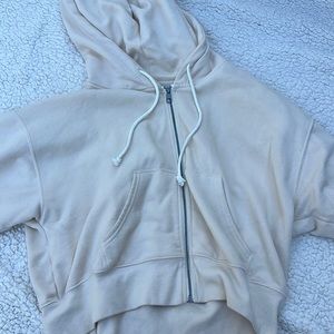 American Eagle Large Tan cropped Zipup